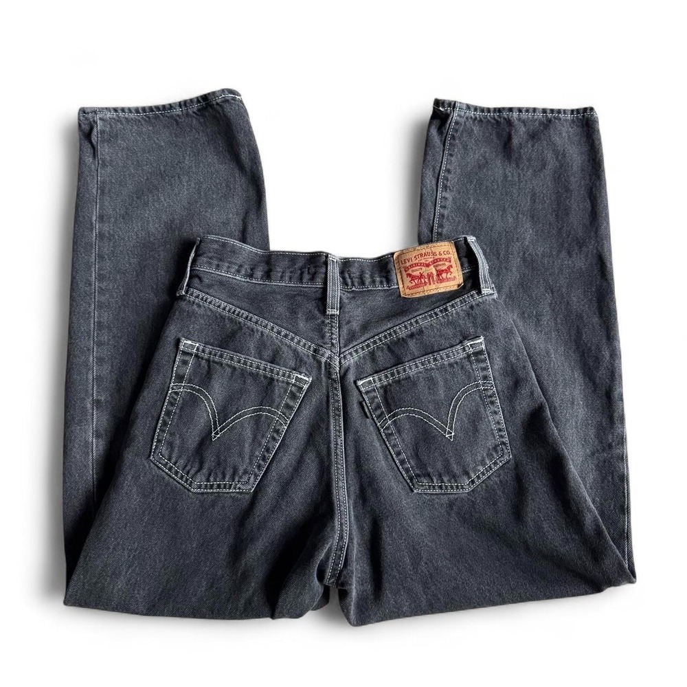 Black Levi Ribcage Straight Ankle Denim Jeans